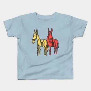 Donkeys, double donkeys on blue Kids T-Shirt